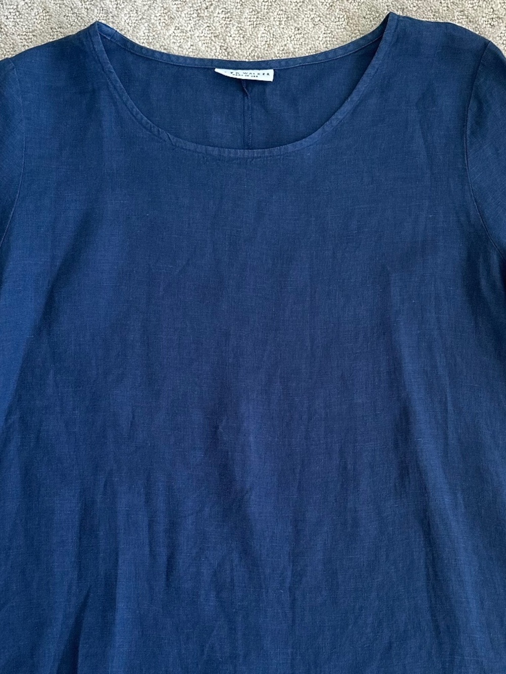 Bryn Walker Linen Hi-Low Tunic Top Navy Small Oversized Lagenlook Relaxed Summer - Picture 2 of 11